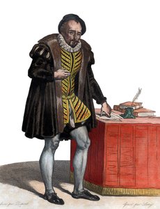 Lord Michel Eyquem de Montaignen (1533-1592), ranskalaisen kirjailijan muotokuva. tekijältä French School