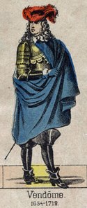Muotokuva Louis-Joseph (Louis Joseph) de Bourbonista (1645-1712), joka tunnetaan nimellä Grand Vendome, Penthievren ja Mercoeurin herttua, sitten Vendomen herttua ja Ranskan pari. Kuva Epinalista 1800-luvun lopulta. tekijältä French School
