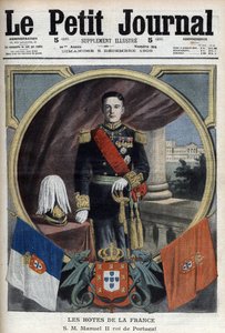 Muotokuva Manuel II:sta Portugalin kuninkaan (1889-1932) Pariisin-vierailunsa aikana - "Le Petit Journal" 5. joulukuuta tekijältä French School