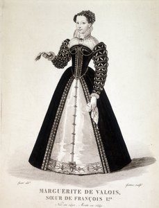 Navarran Margareta (1492-1549) muotokuva Navarran kuningattaresta ja runoilijasta - 1800-luku tekijältä French School