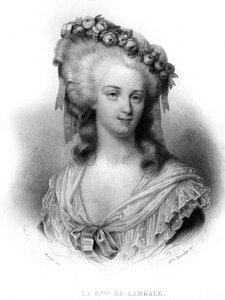 Muotokuva Marie Therese of Savoie Carignanista (1749-1792), Lamballen prinsessa - Thiersin "" Revolution francaise -kirjassa". 1800-luvulla tekijältä French School