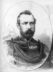 Ruotsin ja Norjan kuninkaan Oscar II (1829-1907) muotokuva. Kaiverrus "" Le Monde Illustré" -julkaisussa nro 807, 28. syyskuuta 1872. tekijältä French School