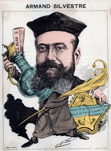 Muotokuva Paul Armand (Paul-Armand) Silvestre (1837-1901), ranskalainen runoilija - sarjakuva muiden (Collignon ja Tocqueville) elokuvassa "" Les Hommes d
