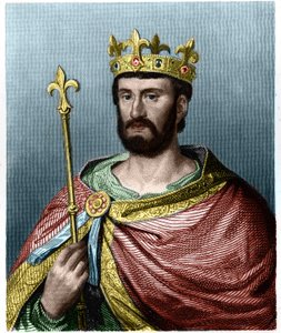 Muotokuva Philip I:stä (1060 - 1108), Ranskan kuningas - Lavalleen "" Histoire des Francais" -kirjassa, kaiverrus, sd. tekijältä French School
