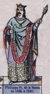 Muotokuva ranskalaisesta Philippe VI:sta, joka tunnetaan nimellä Philippe de Valois (1294-1350) (Kapetsialaisten dynastia). Kuvitus 1800-luvun lopulla. tekijältä French School