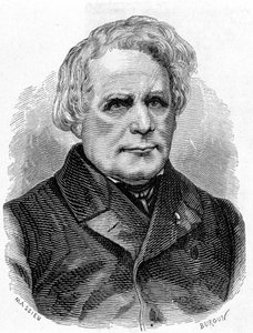 Ruhmkorff Heinrich Danielin (1803 - 1877), fysiikan instrumenttien (induktiolaitteiden) rakentajan, saksalaisen mekaanikon ja sähköasentajan muotokuva - "" Tiedealbumissa; maineikkaat tiedemiehet; Suuria löytöjä””” 1896. tekijältä French School