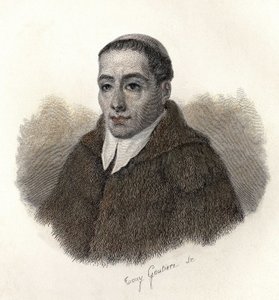 Muotokuva Bernard de Menthonista (923-1009), Aostan arkkidiakonista ja Bernardin sairaaloiden perustajasta. Teoksessa "Hyödyllisten miesten muotokuvat". tekijältä French School