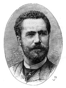 Espanjalaisen tenorin Sebastian Julian Gayarre Garjonin (1844-1890) muotokuva. Kaiverrus "" The Illustrated World" -kirjaan, 20. maaliskuuta tekijältä French School