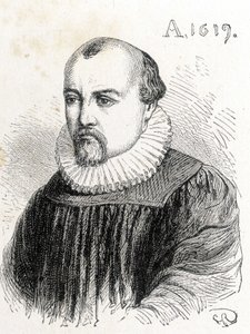 Salomon de Causin (1576-1624), ranskalaisen fyysikon muotokuva - "" Tiedealbumissa; maineikkaat tutkijat; Suuria löytöjä””” 1896. tekijältä French School