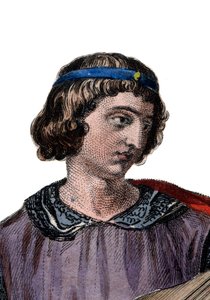 Theobald I:n (1201-1253), Champagnen kreivin (Theobald IV:nä) muotokuva syntymästä lähtien ja Navarran kuninkaan muotokuva vuodesta 1234. tekijältä French School