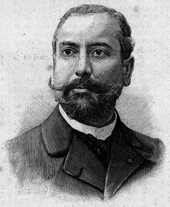 Victor Theophile Liotardin (1858-1916), ranskalaisen farmaseutin ja siirtomaamatkailijan muotokuva. Kaiverrus "" Journal des Voyages" -lehdessä 29. tammikuuta tekijältä French School