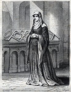 Muotokuva benediktiiniläisnunnasta, joka olisi ollut paavi Gregoire XII:n rakastajatar ja sisar sekä Eugenius IV:n äiti (Gabriele Condulmer 1383-1447). Kaiverrus "" Paavien historiaan (...) Kuningatarkuninkaan ja keisarien rikokset vuosisadan aikana tekijältä French School