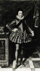 Pienlapsen Ludvig XIII:n (1601-43) muotokuva Ranskan ja Navarran kuninkaan n. 1611 (öljy kankaalle) (m/v kuva) tekijältä French School