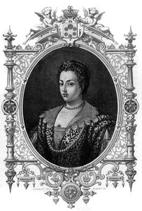 Muotokuva venetsialaisesta Bianca Cappellosta (1548 - 1587), Francois de Mediciksen (Francesco de Medici) vaimo. Kaiverrus vuodelta 1862 ensimmäisten kirjoittajiemme kirjaan ""The Queens of the World". Kirja julkaistu J. G. D. ARMENGAUDin johdolla. tekijältä French School