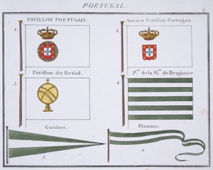 Portugalin liput, ranskalaisesta lippukirjasta, n. 1819 tekijältä French School
