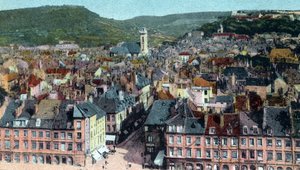 Postikortti maisemista Madeleine Towerista, Besancon, n. 1930 (väri litho) tekijältä French School