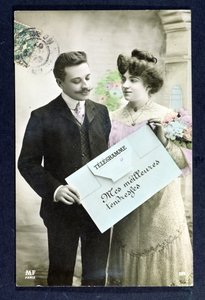 Postikorttisähke lähetetty vuonna 1907 tekijältä French School