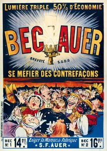 Becauer-öljylamppujen julistemainos, paina Charles Verneau, 1890
