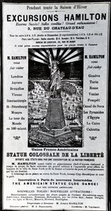 Julistemainos Excursions Hamilton, n. 1890 tekijältä French School