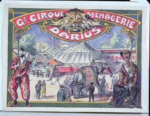 Grand Cirque Menagerie Dariusta mainostava juliste, 1924 (wc paperilla)