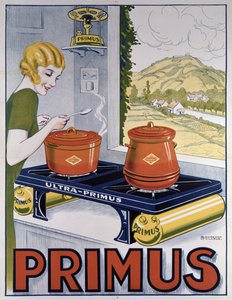 Primus-keittotasoa mainostava juliste, painatus Dampenon & Elarue
