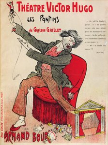 Gustave Grilletin Les Pantins -juliste Victor Hugo -teatterissa, 1800-luvun loppu