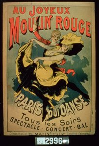 Juliste Pariisin tanssijoille Joyous Moulin Rougessa, Pariisissa