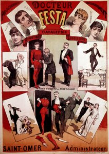 Illusionisti Doctor Festa -taikuriesityksen juliste, 1900-luvun alku (vedos). tekijältä French School