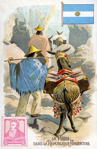 Postimies Argentiinassa jakamassa postia, 1800-luvun loppu tekijältä French School