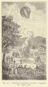 Ensimmäinen koe suoritettu Annonayssa (5. kesäkuuta 1783) (kaiverrus) tekijältä French School