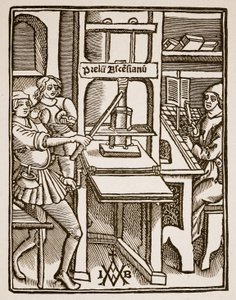 Paino, Hegesippuksen nimilehti, paina Jodocus Badius Ascensius, Pariisi, 1511 (seepiakuva) tekijältä French School