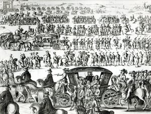 Nuoren kuninkaan Ludvig XIV:nnen kulkue lapsena Pariisin kaupungissa 18. elokuuta 1649, yksityiskohta tekijältä French School