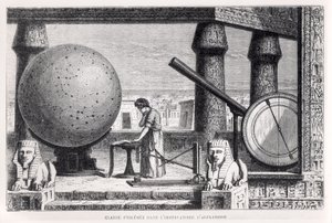 Ptolemaios (n. 90-168) (Claudius Ptolemaios) Aleksandrian observatoriossa Louis Figuierin La Vie des Savants Illustres -teoksesta tekijältä French School