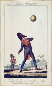 Lycee Napoleonin pelipallon oppilas, n. 1805 (värikaiverrus) tekijältä French School