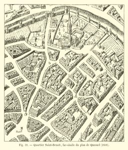 Saint-Benoitin alue, faksimile Quesnelin kartasta, 1608 tekijältä French School