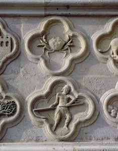 Quatrefoils kuvaavat syöpää ja kesäkuuta, noin 1220 tekijältä French School