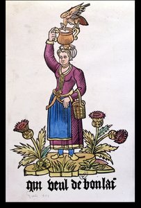 Who Wants Good Milk, maitotyttö sarjasta Les Cris de Paris, kopio vuoden 1515 painoksesta tekijältä French School