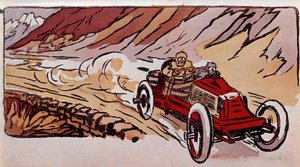 Kilpailu Pariisin ja Wienin välillä: Renault-auto teki nopeusennätyksen 15 tunnissa, 46 minuutissa ja 41 sekunnissa 1419 kilometrin matkalla. tekijältä French School