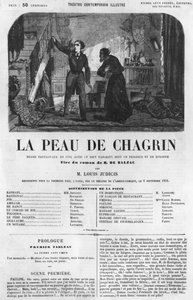 Raphael de Valentin ja kauppias, kuvitus Honore de Balzacin (1799-1850) romaanista "La Peau de Chagrin" (suomennettu draama). tekijältä French School