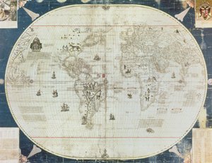 Rc C 2487 maailmankartta, suunnittelija Sebastien Cabot (n. 1476-1557), 1544