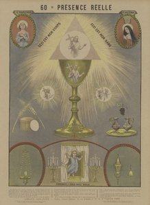 Kristuksen todellinen läsnäolo eukaristiassa (väri litho) tekijältä French School