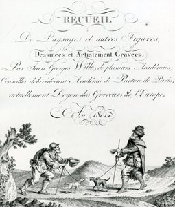 Johann Georg Willen piirtämä ja taiteellisesti kaiverrettu maisemien ja muiden hahmojen kokoelma tekijältä French School