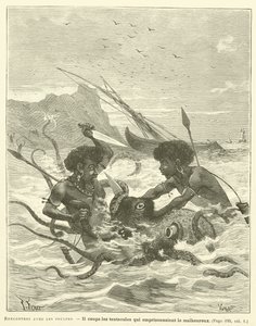 Kohtaamisia mustekalan kanssa (kaiverrus) tekijältä French School