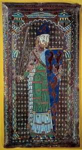 Geoffroi V:n (Geoffroy) Le Bel Plantagenetin (Mainen ja Anjoun kreivi, Normandian herttua) edustus (1113-1151) Hautalaatta sähköpostissa. 1151. Tessen museo. Le Mans tekijältä French School