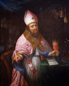 Pyhän Fransiskus de Salesin (1567-1622) kuvaus kirjoituksen tekemisestä tekijältä French School