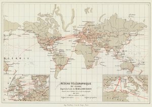 Globe Telegraph Network (väri litho) tekijältä French School
