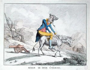 Kahden emigrantin paluu (värillinen kaiverrus) tekijältä French School