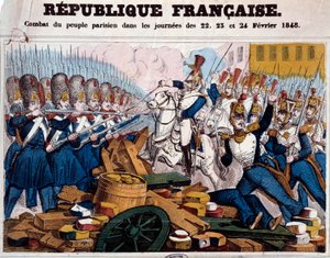 Vuoden 1848 vallankumous: pariisilaisten taistelu barrikadeilla 22., 23. ja 24. helmikuuta tekijältä French School