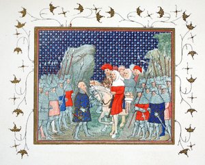 Richard II petti Penmaur Rhosissa ja joutui Northumberlandin herttuan vangiksi, Jean Cretonin faksikopio Le Prinse et Mort du Roy Richartista, uusintapainos 1800-luvulla tekijältä French School