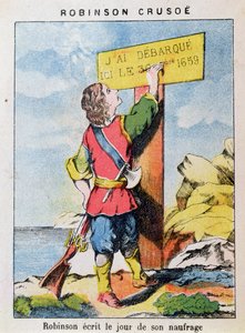 Robinson Crusoe kirjoittaa haaksirikon päivämäärän tekijältä French School